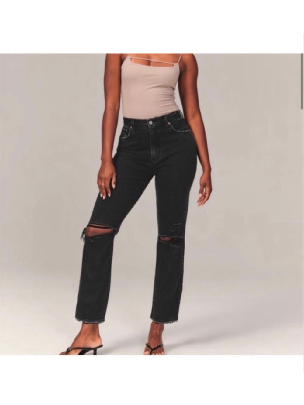 Abercrombie Curve Love Ultra High Rise Ankle Straight Jeans Black- Size 27 (4S)